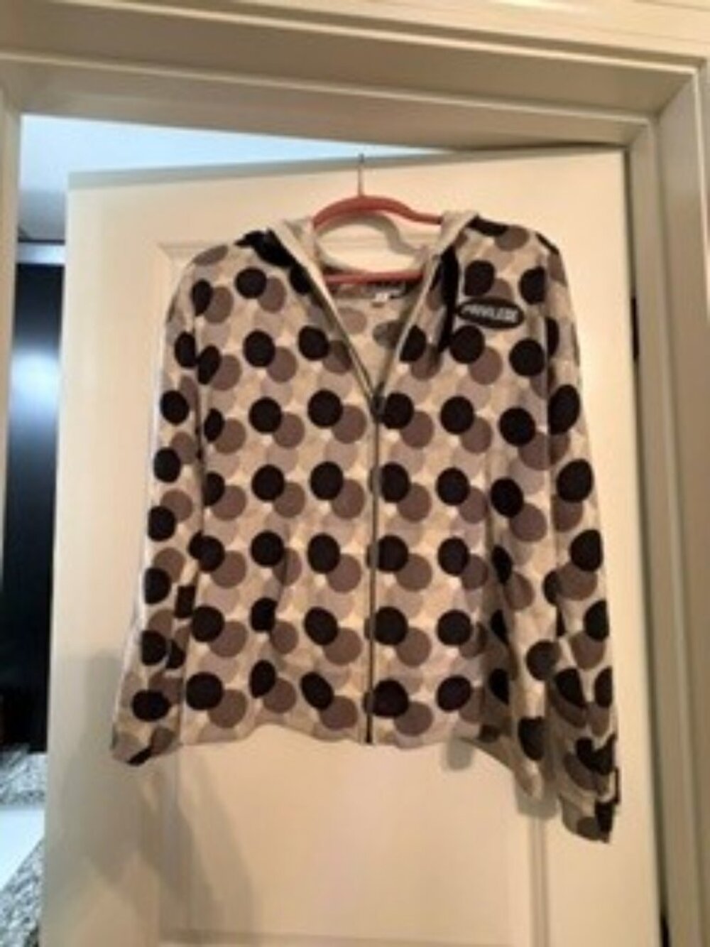 PRVLG (Threads of Privilege) Polka Dot 100% Cashmere Full-Zip Hoodie.